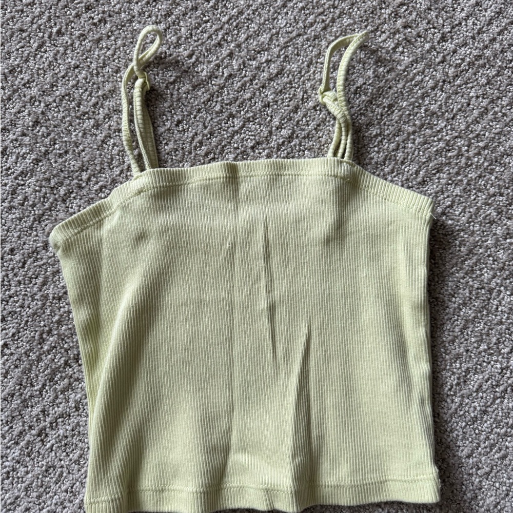 Lime Green Ribbed Knit Tank Top